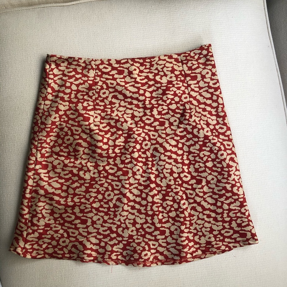 Red/Gold Satin Mini Skirt